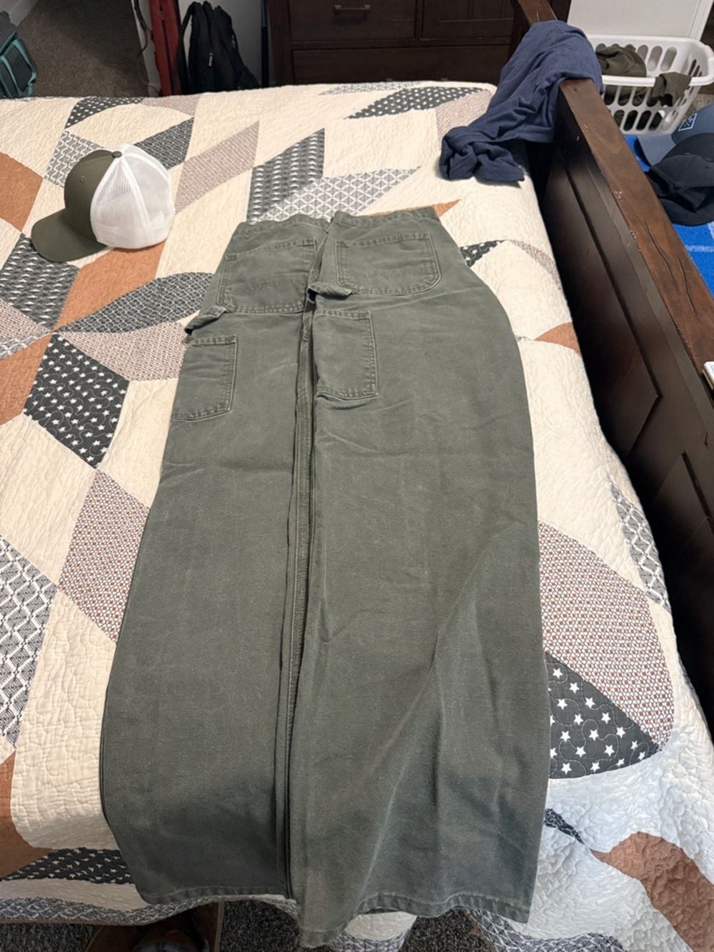 2 Pairs of Vintage Carhartt Dark Olive Duck Canvas Work Pants 30x32 - Picture 2 of 5